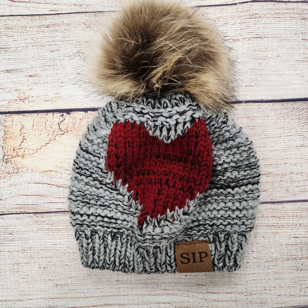 Sip Heart Faux Fur Beanie‎ Hat
